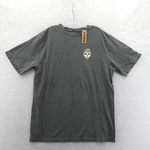 Ouray Shirt Men Large Telluride Colorado Skull Mountain Gray Cotton Short Sleeve